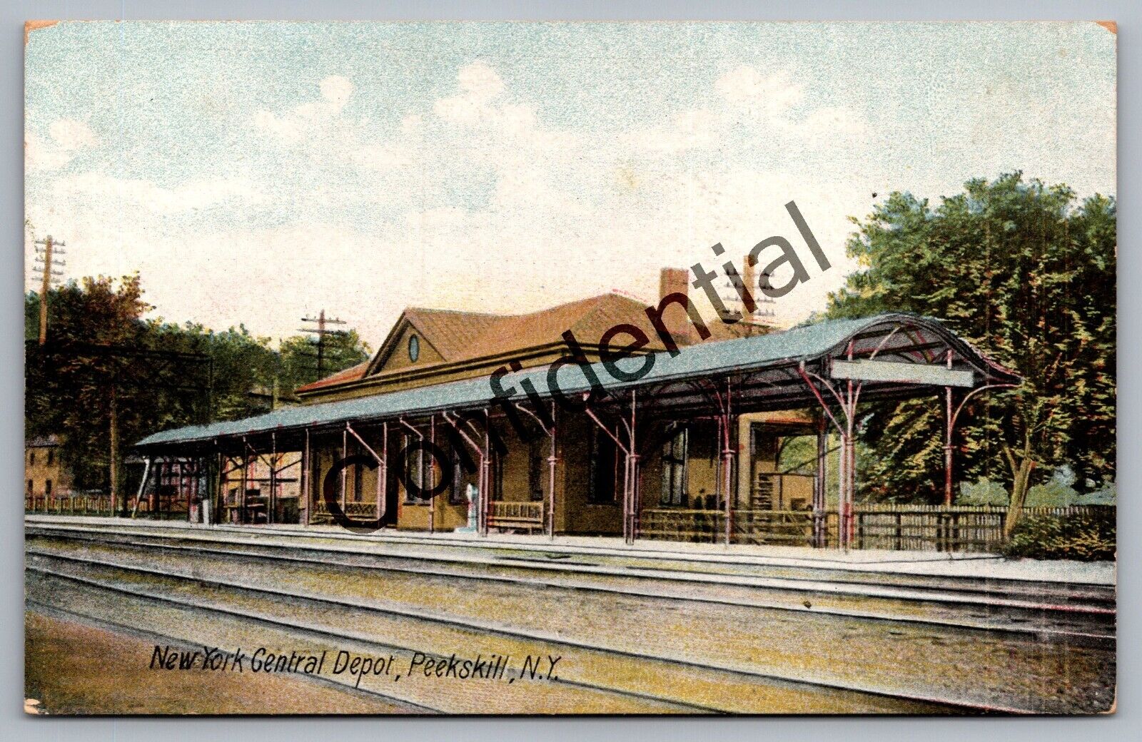 Early Railroad Station Depot New York Central Peekskill New York NY D8