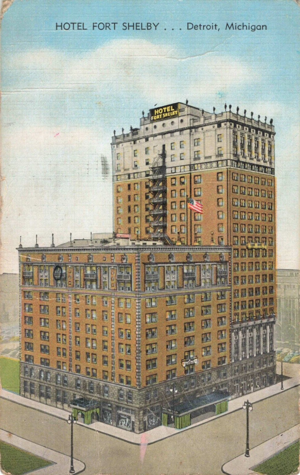 Detroit MI Michigan, Hotel Fort Shelby Advertising, Vintage Postcard