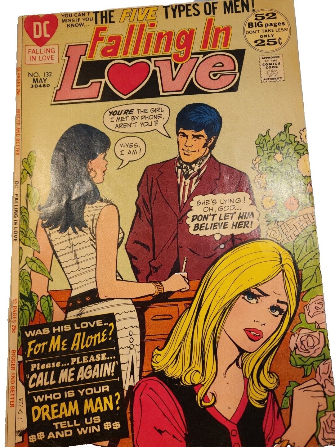 Vintage May 1972 Falling In Love No. 132 DC Comics Published By Dorothy Woolfolk