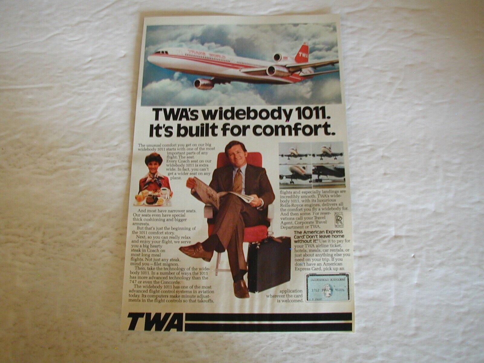1978 TWA AIRLINES, CONOCO OIL COMPANY WALL ART 2 SIDED VINTAGE PRINT AD L044