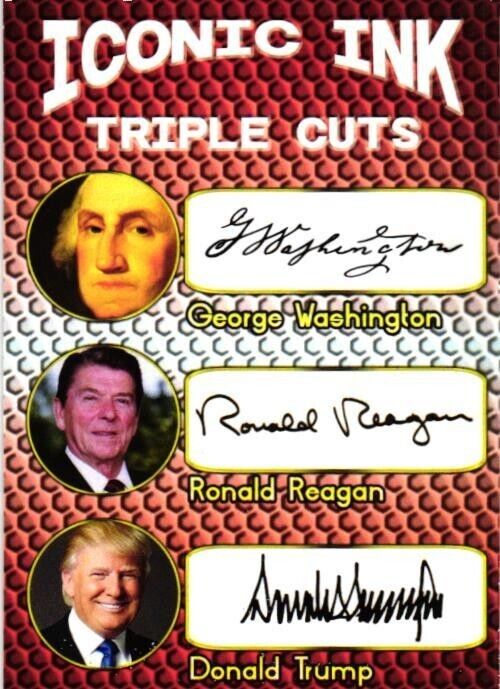 George Washington Ronald Reagan Donald Trump Iconic Ink Triple Cuts Novelty Card