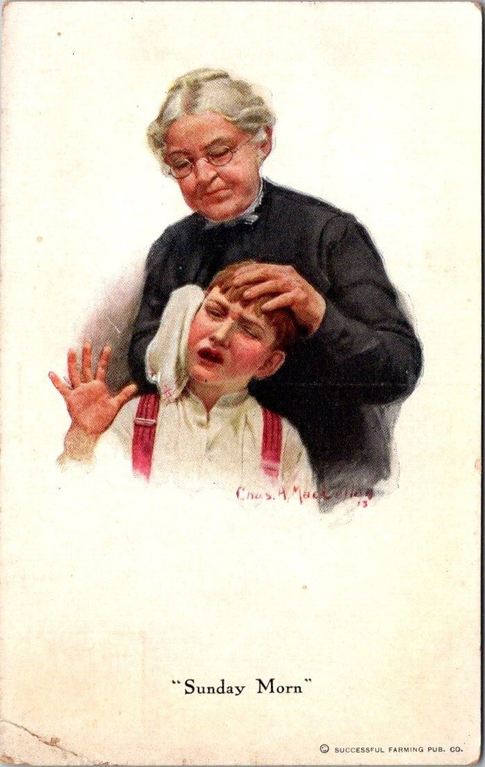 Postcard c1910\'s Grandma Scrub Boy \