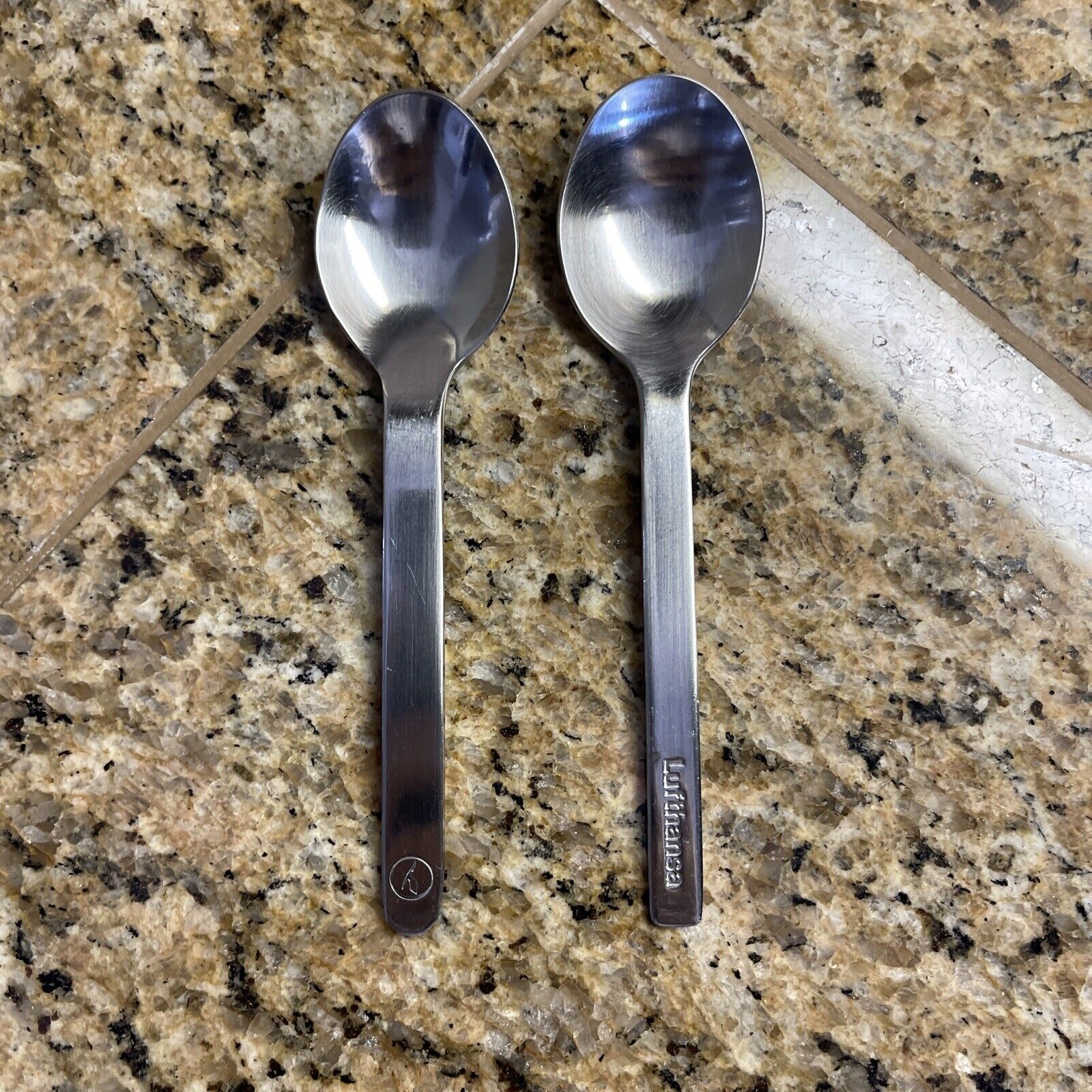 LOT of 2 Vintage Lufthansa Spoons 1978 and 96 - German Airline Collectible