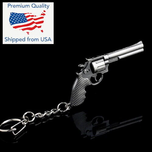 357 Revolver Pistol Weapon Gun Model Metal Keyring Keychain Mini Key Ring Chain