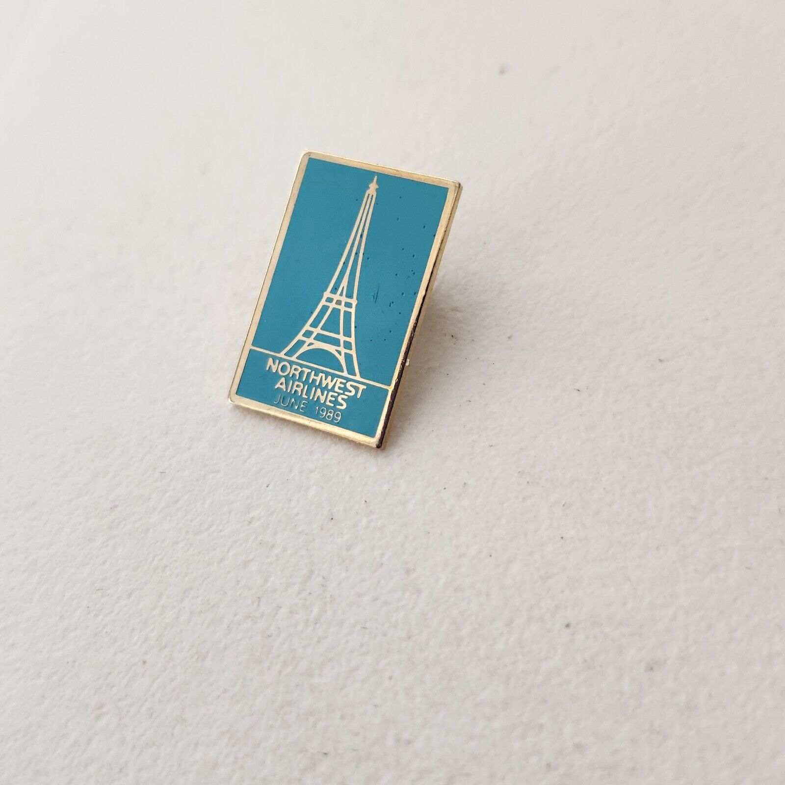 Northwest Airlines Lapel Pin Vintage 1989 Eiffel Tower Paris France