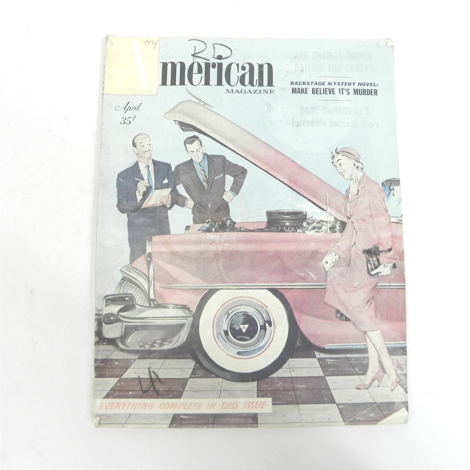 VINTAGE APRIL 1954 THE AMERICAN MAGAZINE CARS LIFESTYLE ROMANCE MENS