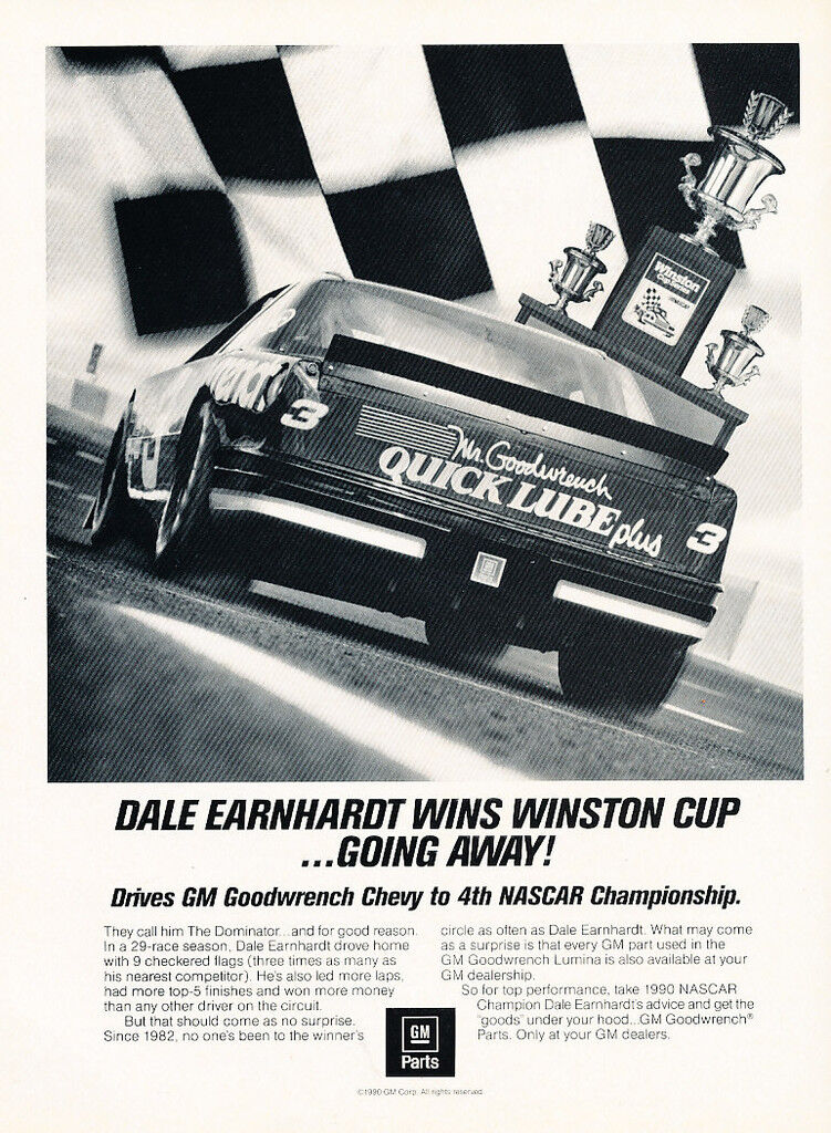 1990 GM Dale Earnhardt NASCAR Goodwrench - Classic Vintage Advertisement Ad H38