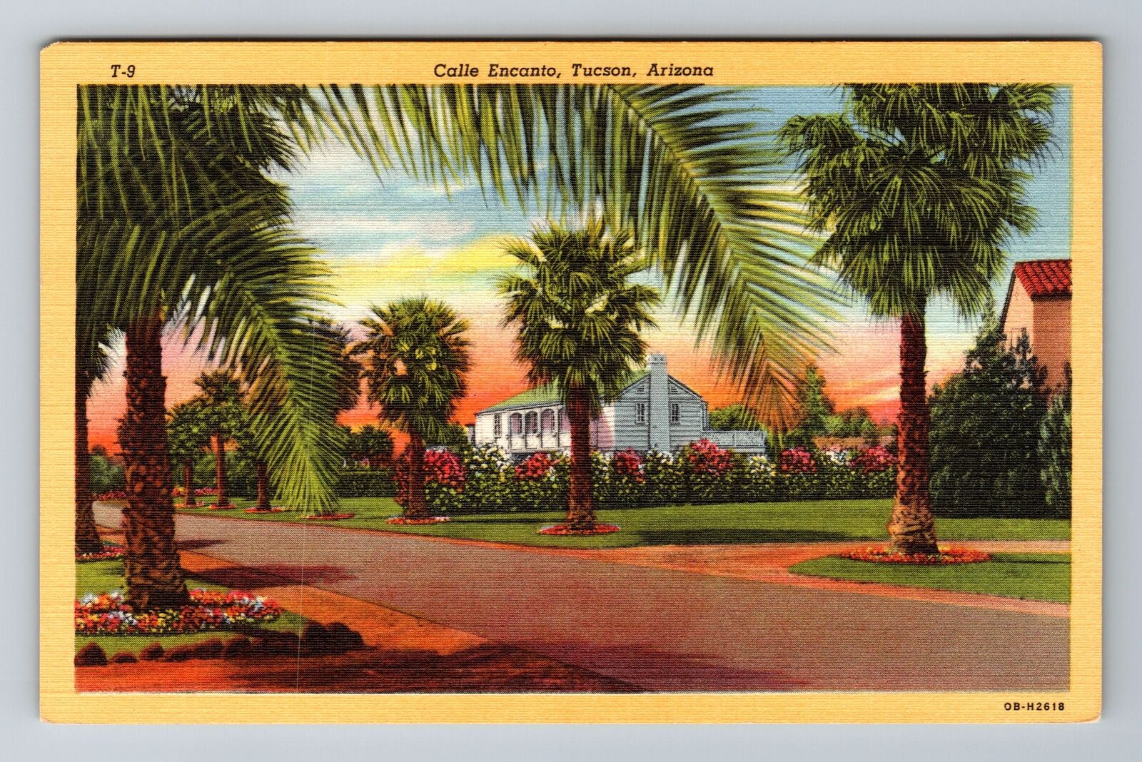 Tucson AZ-Arizona, Calle Encanto, Antique, Vintage Souvenir Postcard