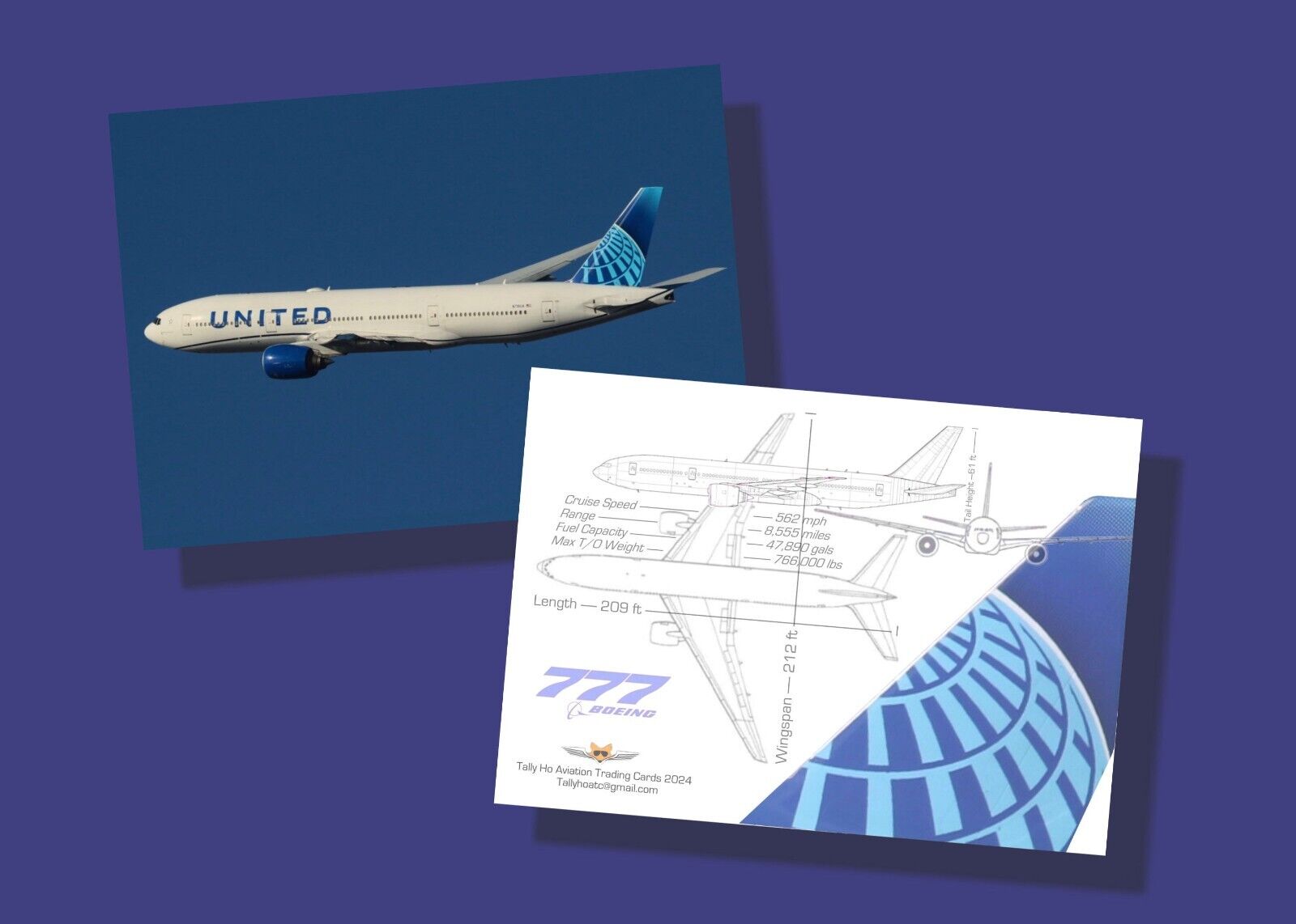 United Airlines Boeing 777-200 Trading Card Set of 25 - 