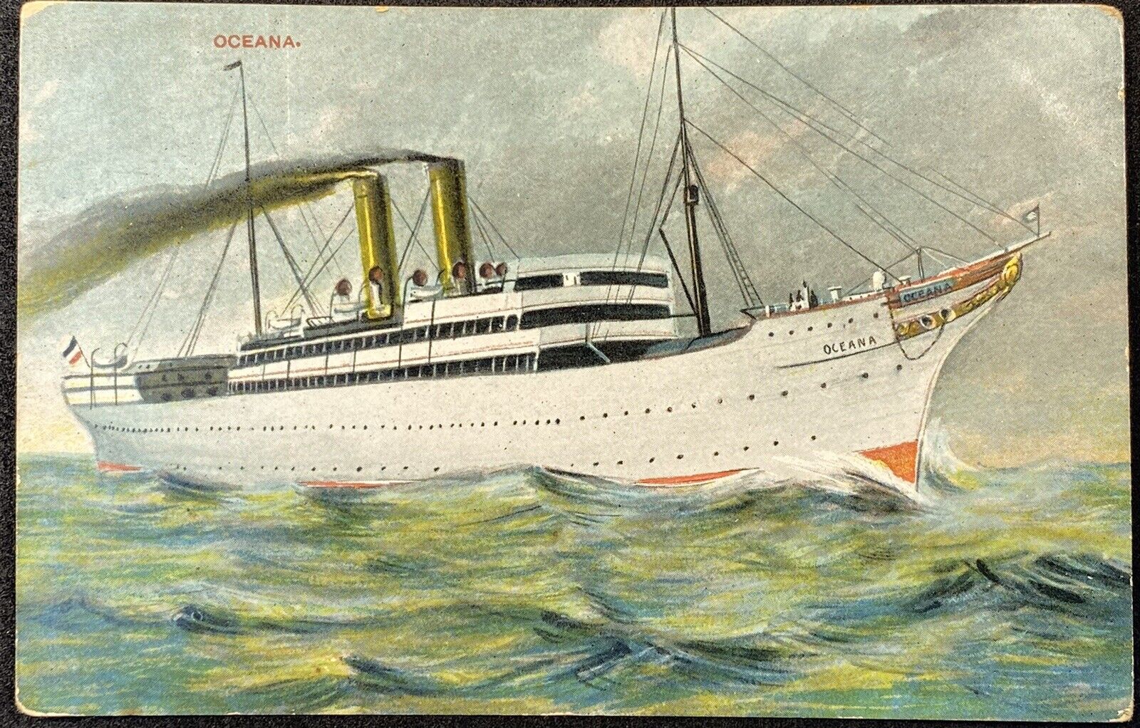 C1908 RARE Hamburg American Line Steamship SS Oceana Original Post Card