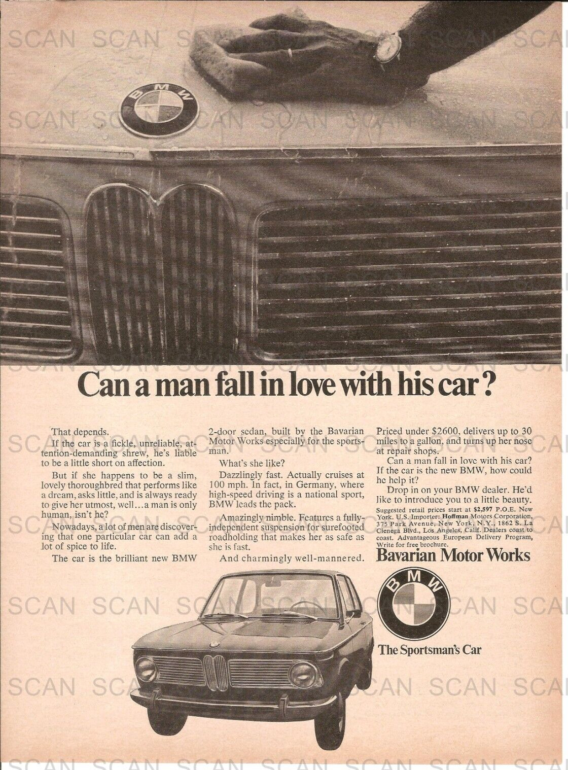 1968 BMW Vintage Magazine Ad  'The Sportsman's Car'  Bavarian Motor Works