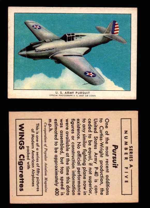 1940 Modern American Airplanes Series A Vintage Trading Cards Pick Singles #1-50