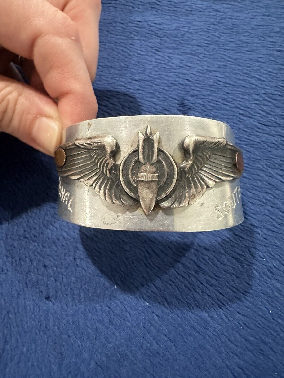 WWII Us Army Forces AAF Bombardier Wing Cuff Bracelet, South Pacific, 6”