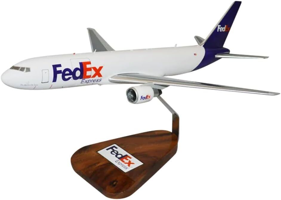 FedEx Express Boeing 767-200F Desk Top Display Wood Jet Model 1/100 SC Airplane