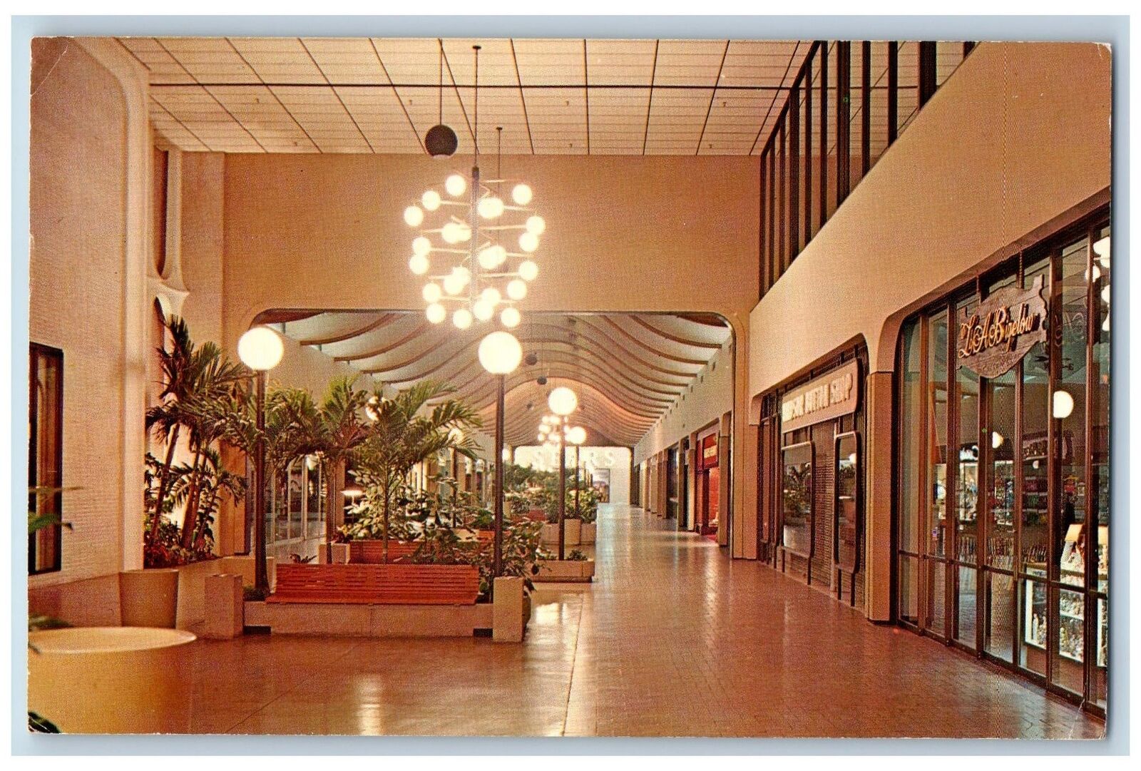 1969 Burlington Mall Looking North Shops Store Burlington Massachusetts Postcard
