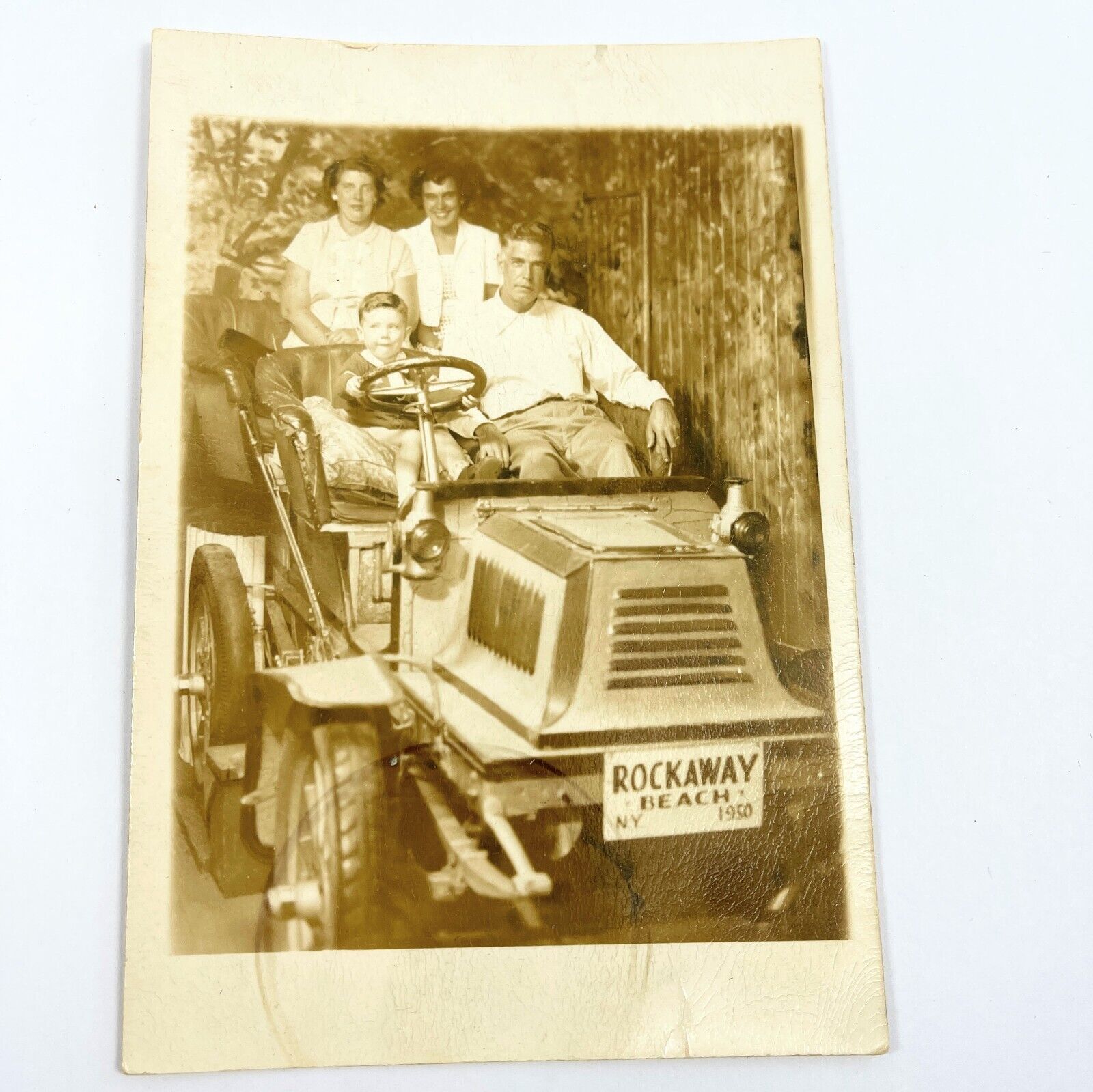 Old Photo Snapshot Amusement Ride Buggy 1950 ROCKAWAY BEACH BOARDWALK NEW YORK
