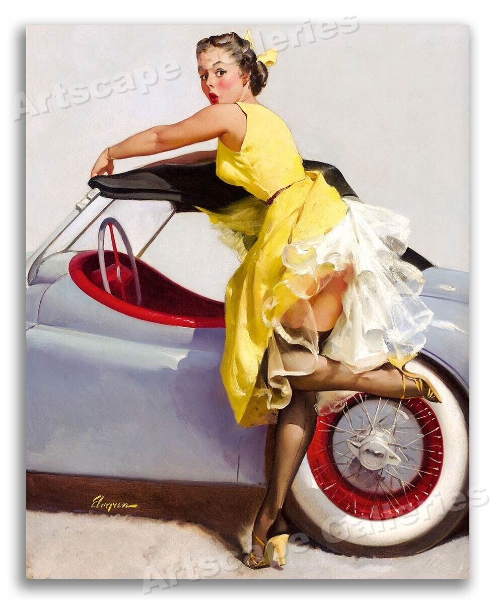 1950\'s Elvgren Sexy Auto PinUp Girl Poster \