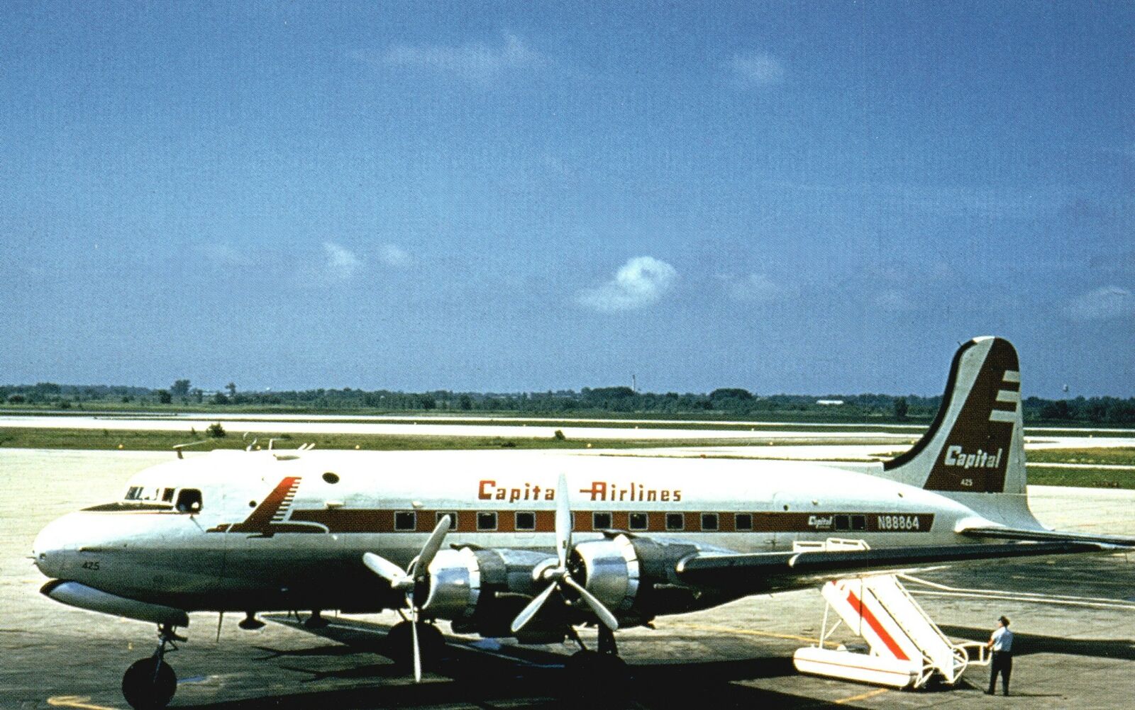 Vintage Postcard Capital Airlines Douglas DC-6 Airways Transportation Airplane