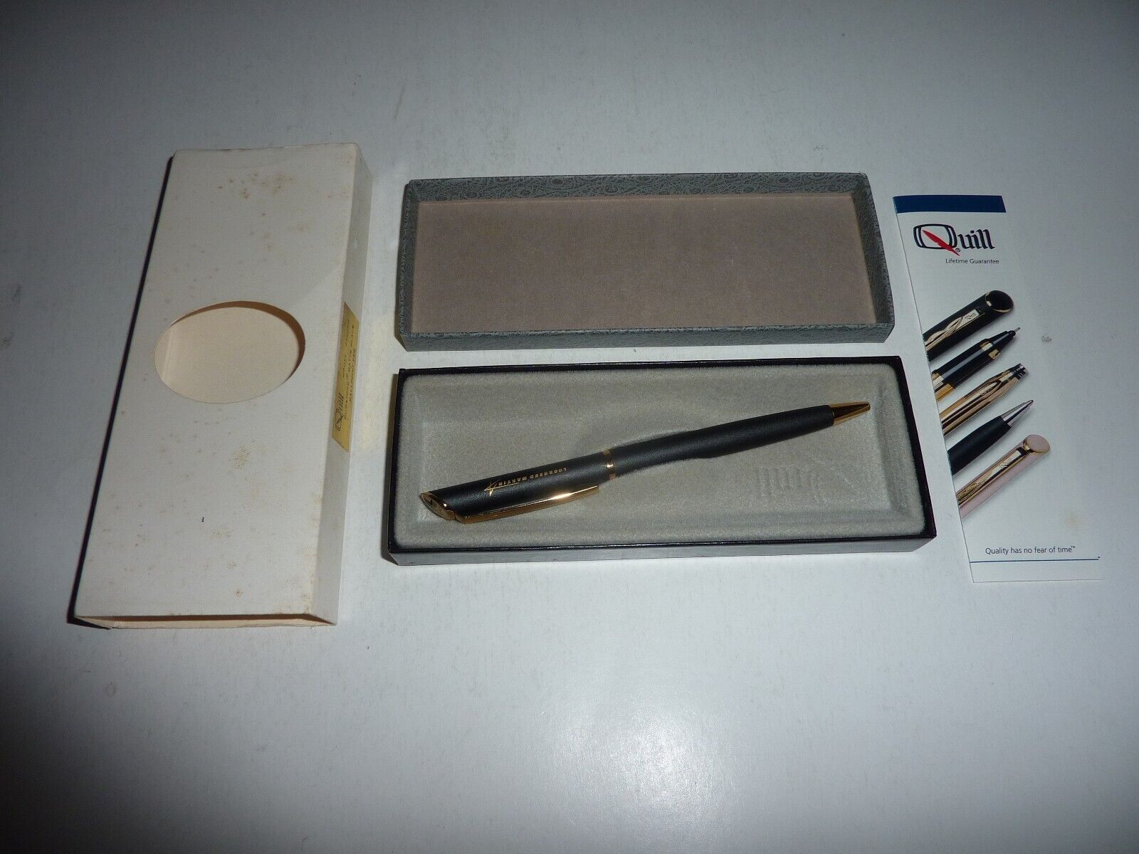 Vintage Lockheed Martin QUILL Black Ink Pen - In Box - Excellent Condition