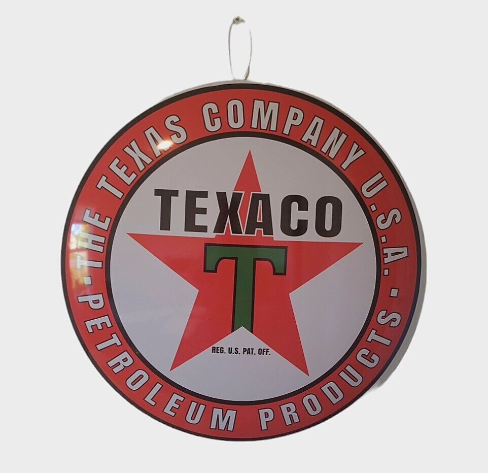 Texaco Texas Petroleum Products Metal Round Sign New Dome Small Dent
