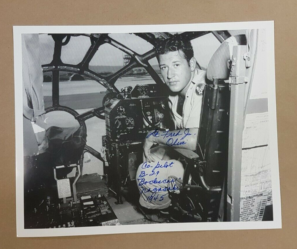 Lt Fred Olivi Autograph Photo 8x10 Signed MILITARY WW2 soldier