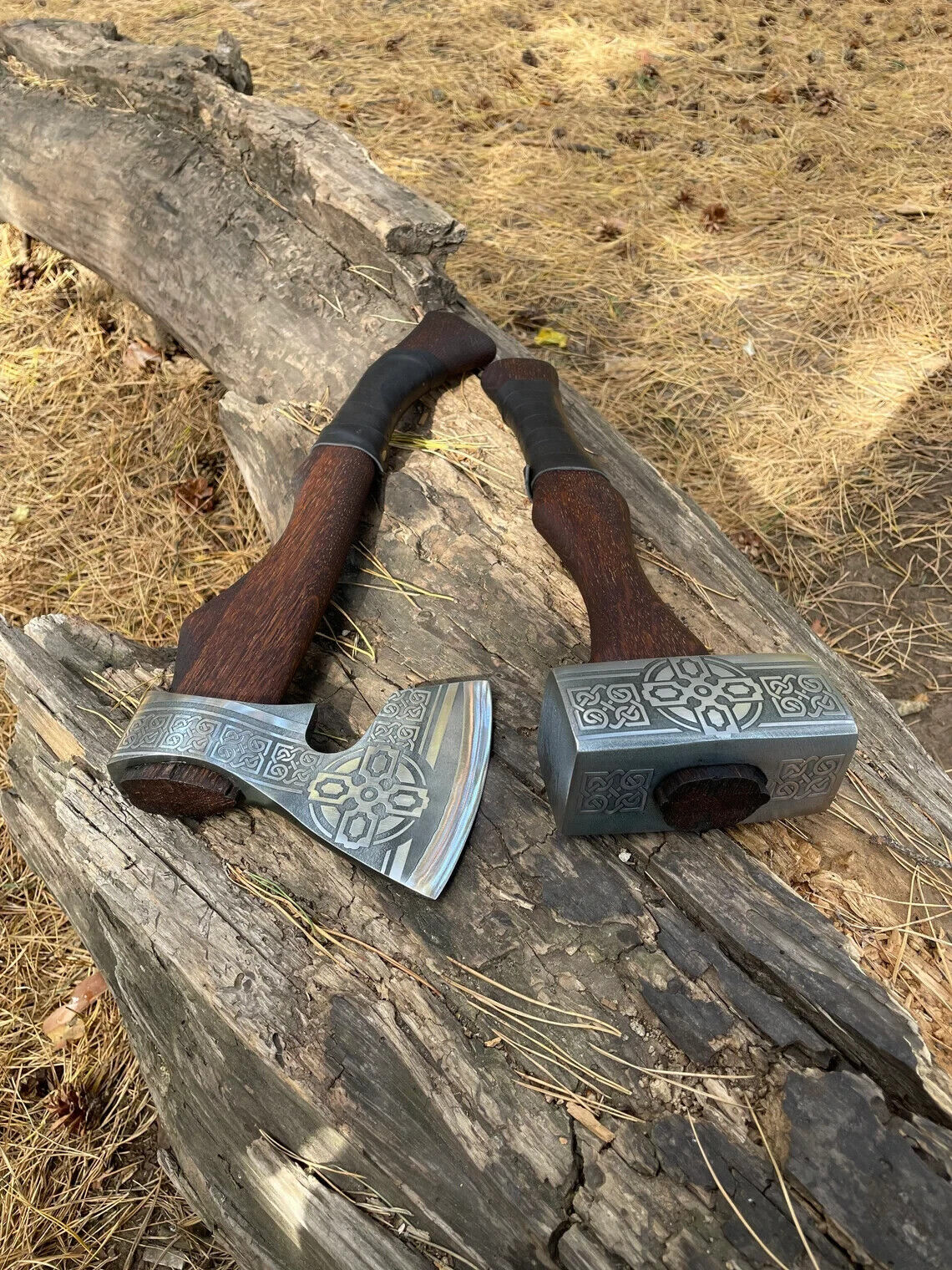 Handmade Viking Axe And Hammer Forged Carbon Steel Bearded For Special Gifts