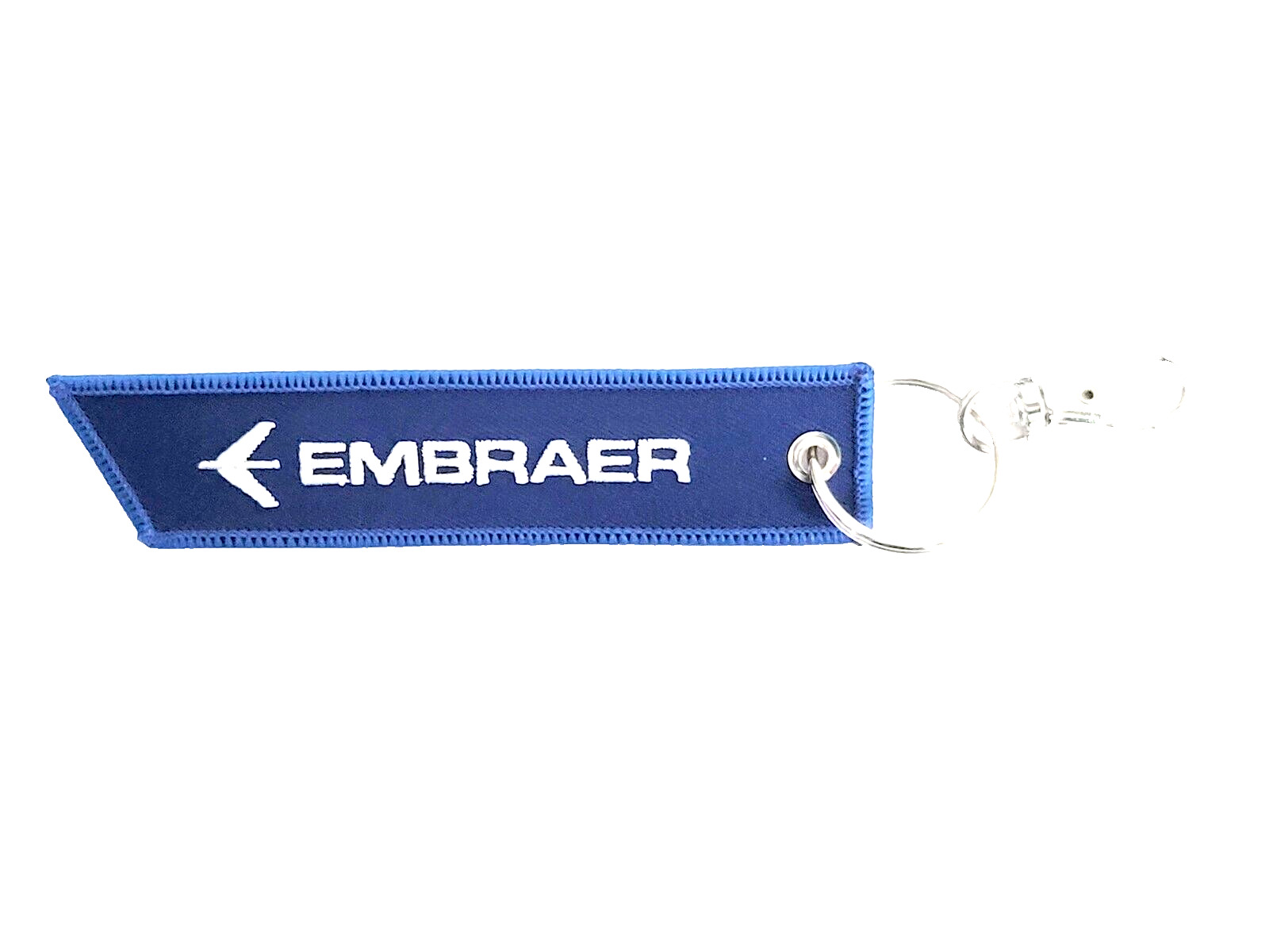 Embraer Aerospace Corporation Blue Flight Tag Keychain Military Embroidered