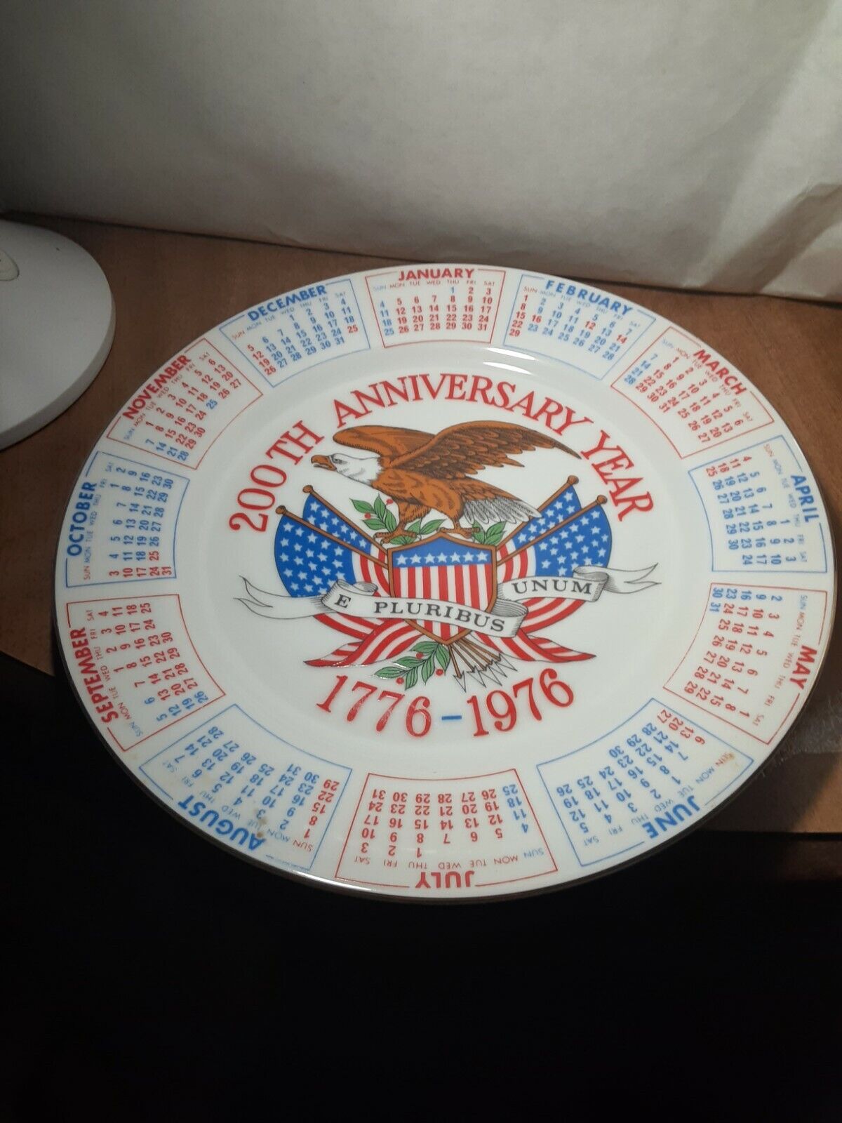 1975 Vintage USA Bicentennial 200th Anniversary Year 1776-1976  Calendar Plate 
