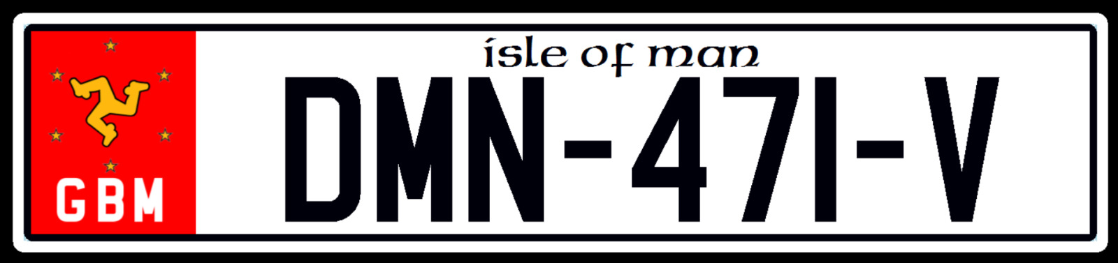 Custom Isle Of Man GBM UK REFLECTIVE License Plate Tag Reproduction, Many Types