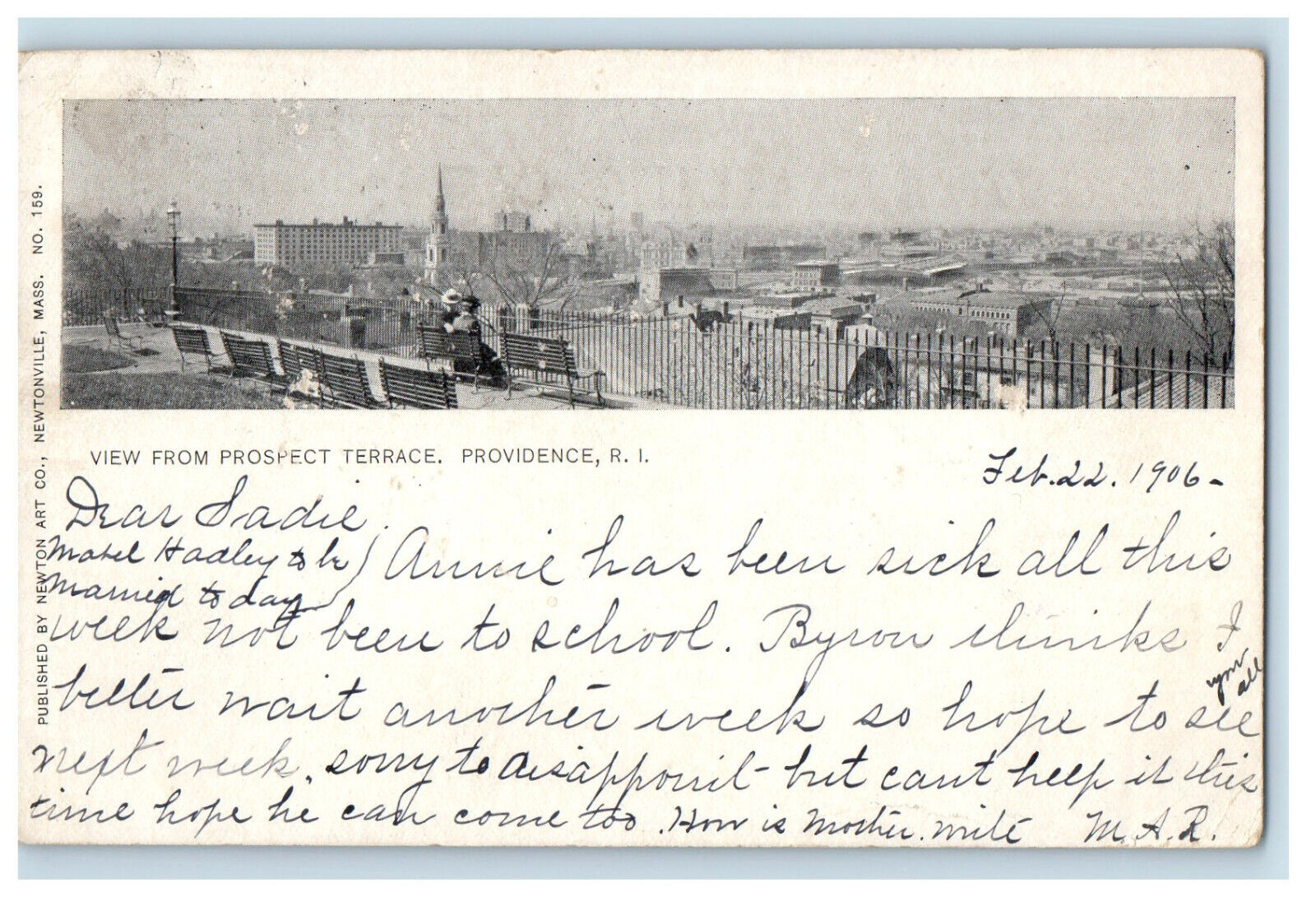 1905 View from Prospect Terrace Providence Rhode Island RI Posted PMC Postcard