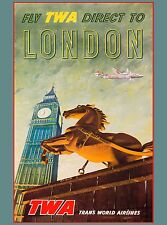 TWA Direct London England Great Britain  Vintage Travel Advertisement Poster picture