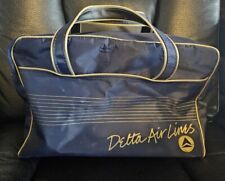 Delta Airline Vintage 80s Employee Carry On Navy Blue Gold Bag 14”x 9”x 6.5” picture