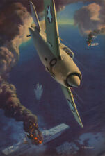 Grumman F4F-3 Wildcat in dogfight by Alexander Leydenfrost: Esquire page 1942 picture