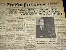 1949 SEPT 19 NEW YORK TIMES - BRITISH DEVALUE POUND TO $2.80 - NT 2665 picture