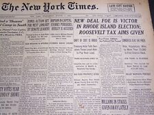 1935 AUGUST 7 NEW YORK TIMES - NEW DEAL FOE VICTOR IN RHODE ISLAND - NT 4860 picture