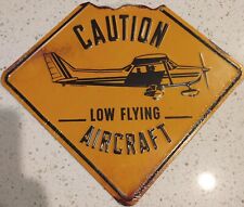 Caution Low Flying Aircraft Metal Tin Sign Vintage Garage Cessna 172 Airplane picture