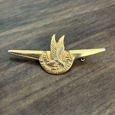 VTG American Air Lines AA Junior Stewardess Wings Pin Gold Colored Metal picture