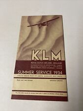KLM Royal Dutch May 1934 AIRLINE TIMETABLE SCHEDULE Brochure flight Map picture