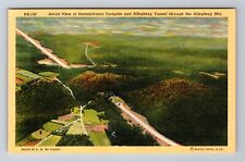 Allegheny Mts. PA-Pennsylvania, Aerial PA Turnpike, Antique Vintage Postcard picture