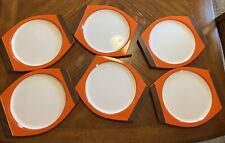 6 Vintage Groovy Retro NEW MAR Woodhue Thermoware Plastic Plate Trays Orange EUC picture