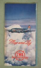 TWA Map & Flight Log 1940s WWII picture