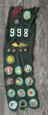 Vintage 1960's 1970's Girl Scout Green Sash With Badges, Wings, and Merit Badges picture