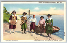 c1930s Landing of James Towne Settlers May 1607 National Park Vintage Postcard picture