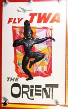 The ORIENT Original 1960 DAVID KLEIN FLY TWA TRAVEL POSTER # 1053 22x32 EUC picture