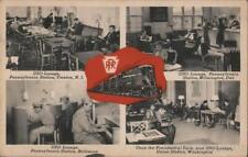 1944 USO Lounges on the Pensylvania Railroad Linen Postcard Free stamp Vintage picture