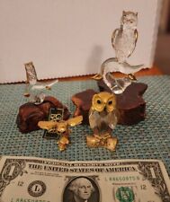 4 Crystal and 22k Gold Plate Owl Figurines In Excellent Condition  picture