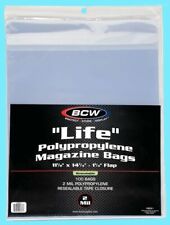 100 BCW LIFE MAGAZINE RESEALABLE STRIP STORAGE BAGS 11-1/8