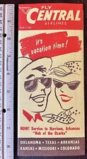 1957 FLY CENTRAL AIRLINES BROCHURE IT'S VACATION TIME MARRIED COUPLE SUNGLASSES picture