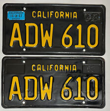 1967 CALIFORNIA License Plate PAIR - 1963-69 Series CA #ADW-610 picture
