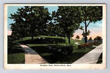 Battle Creek MI-Michigan, Paths and Flower Beds, Prospect Park, Vintage Postcard picture